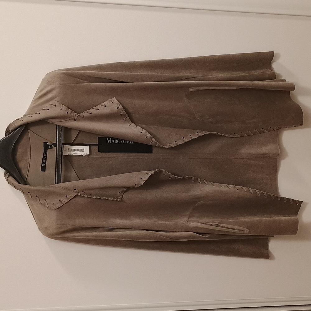 Marc Aurel Taupe Suede look Open Front Jacket Sz 2
